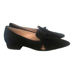 COLE HAAN Viola Pointed Toe Faux Suede Ballet Flat Loafers Black w/Tassel 7.5B